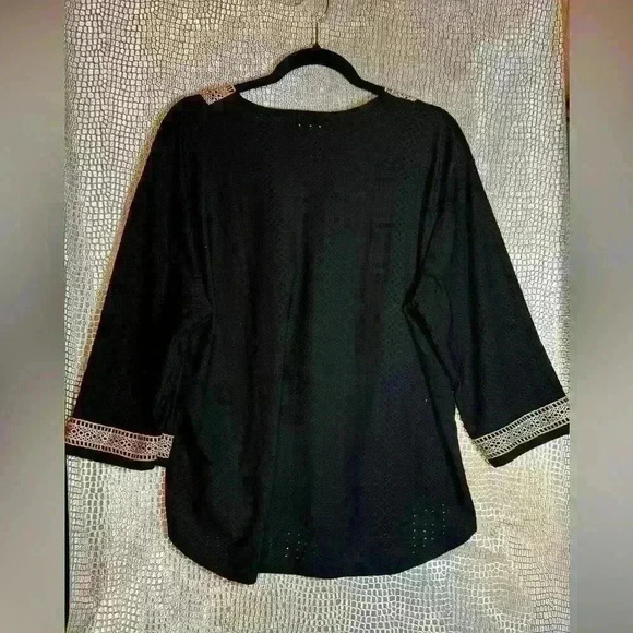 XXL LIOFER Women Top Black & Tan Trim Poly Spandex A1 - Picture 5 of 5